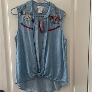 Denim Sleeveless Top with Patches